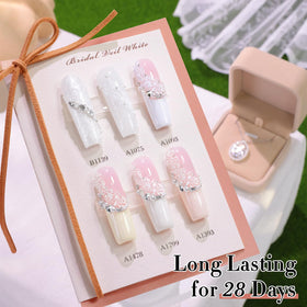 Nail art using Double Rhythm gel polish in various white shades