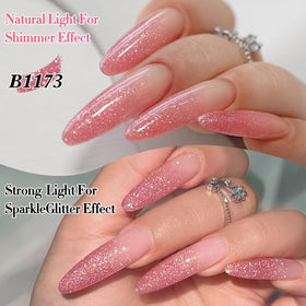 Nail art using Double Rhythm Glitter Gel Polish Light Pink