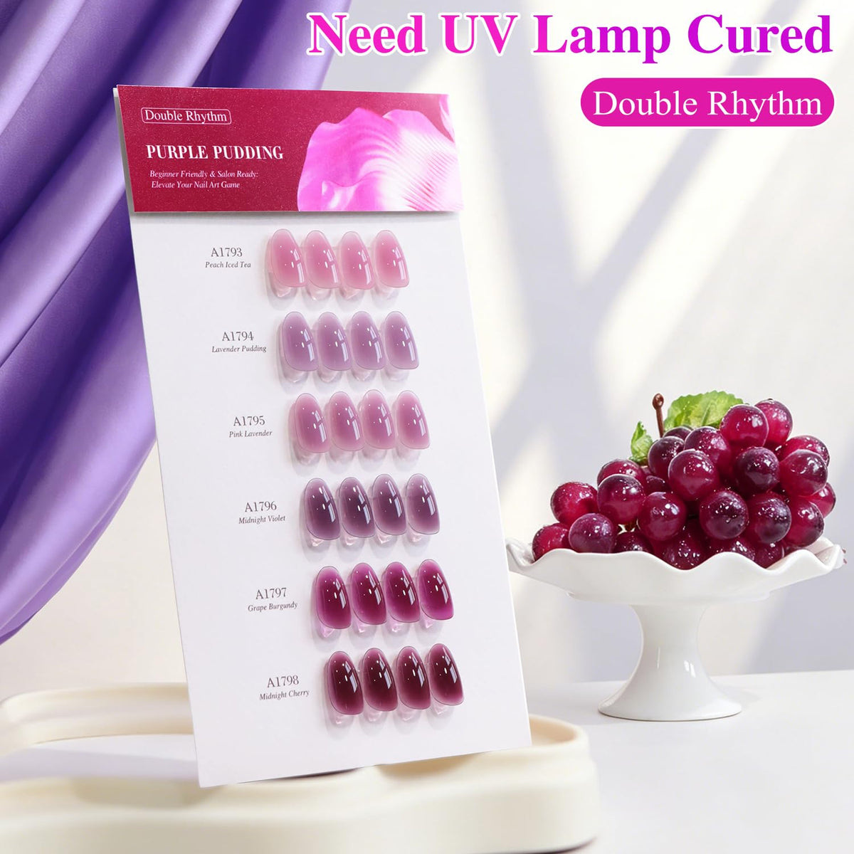 Nail art using Double Rhythm Jelly Gel Polish Dark Purple