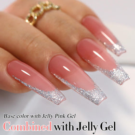 Nail art using Double Rhythm Silver Glitter Gel Polish