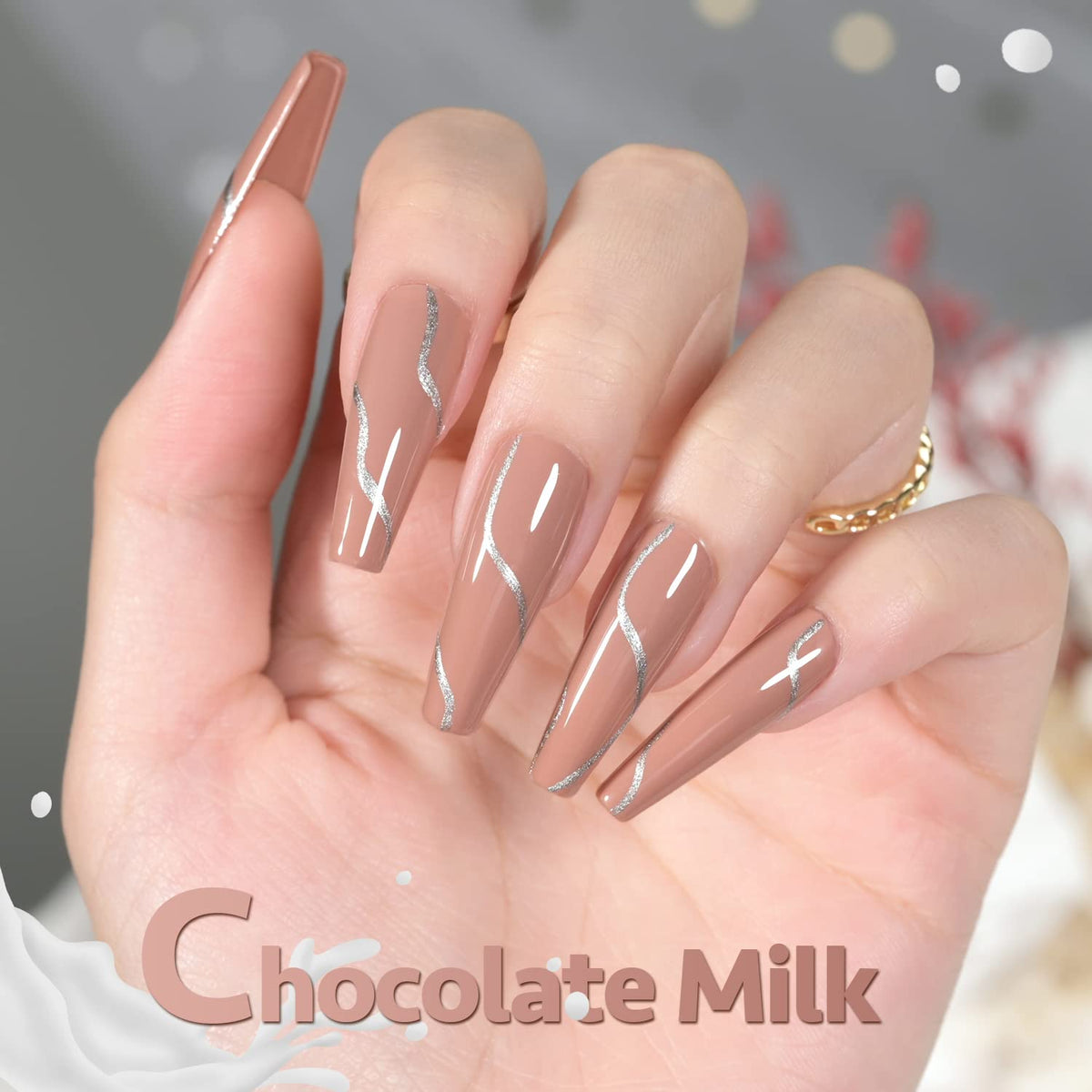 Nail art using GAOY Nude Brown Gel Nail Polish