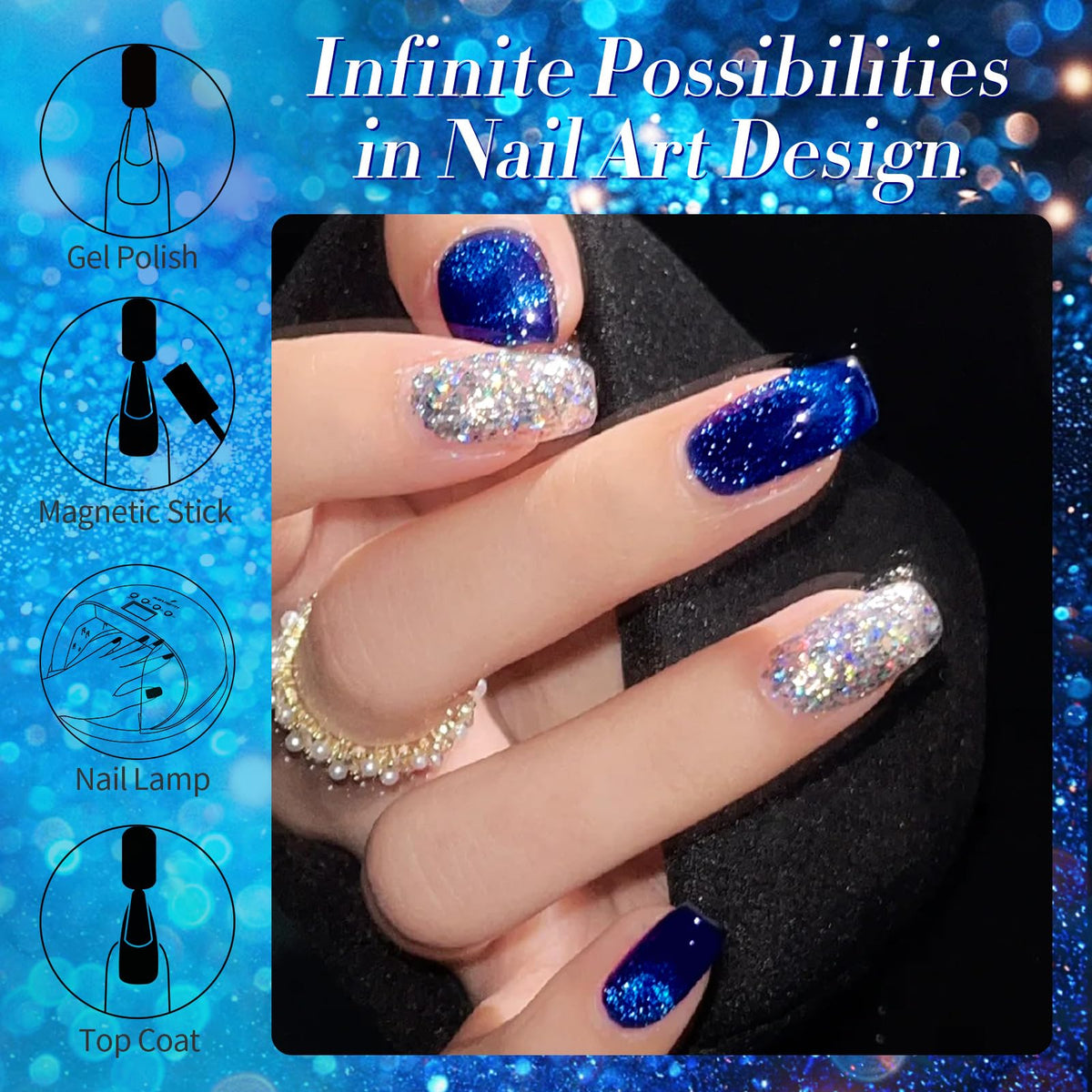 Nail design showcasing Born Pretty Cat Magnetic Eye Gel Nail Polish