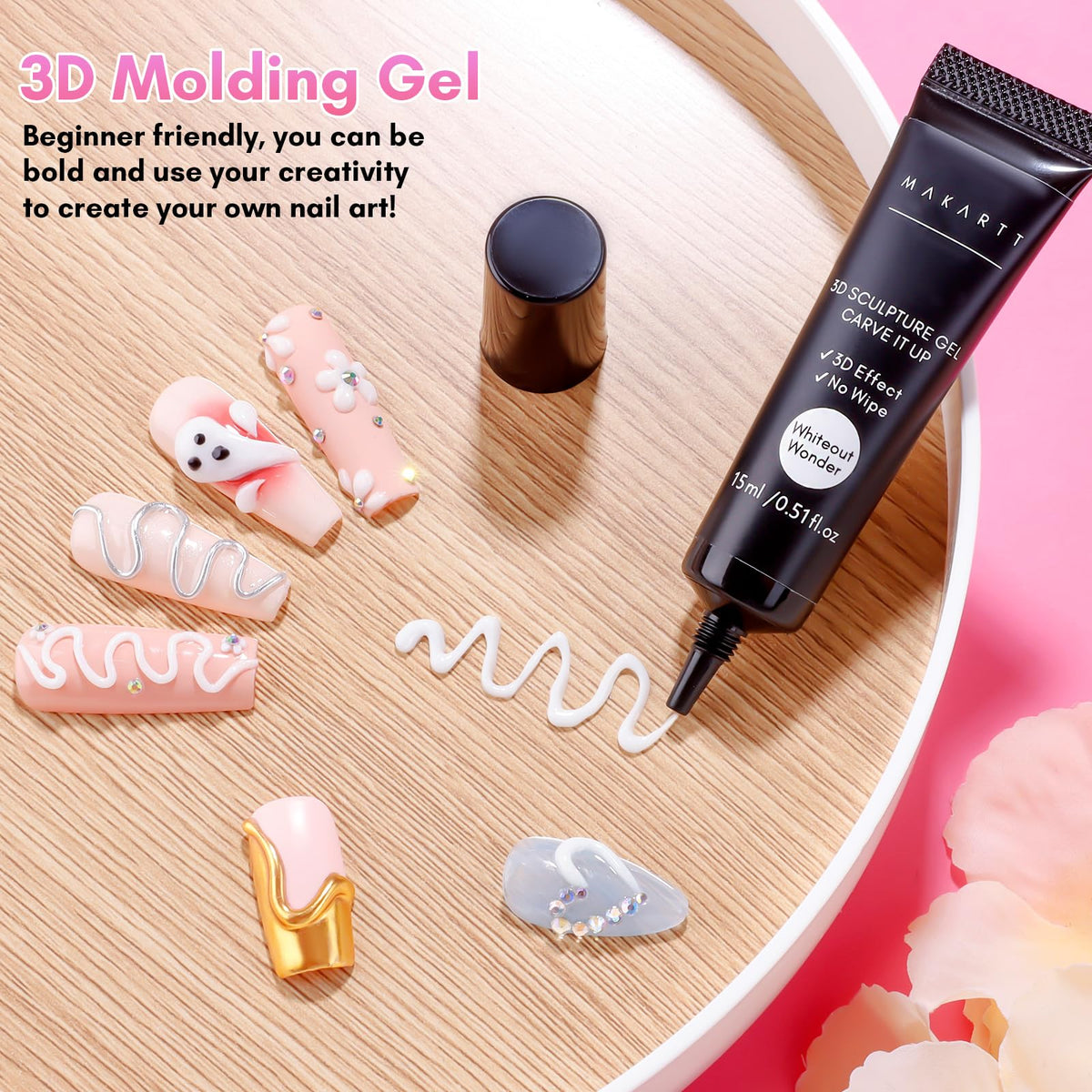 Nail designs using Makartt 3D Nail Gel
