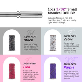 Nail drill bits being used on a manicure