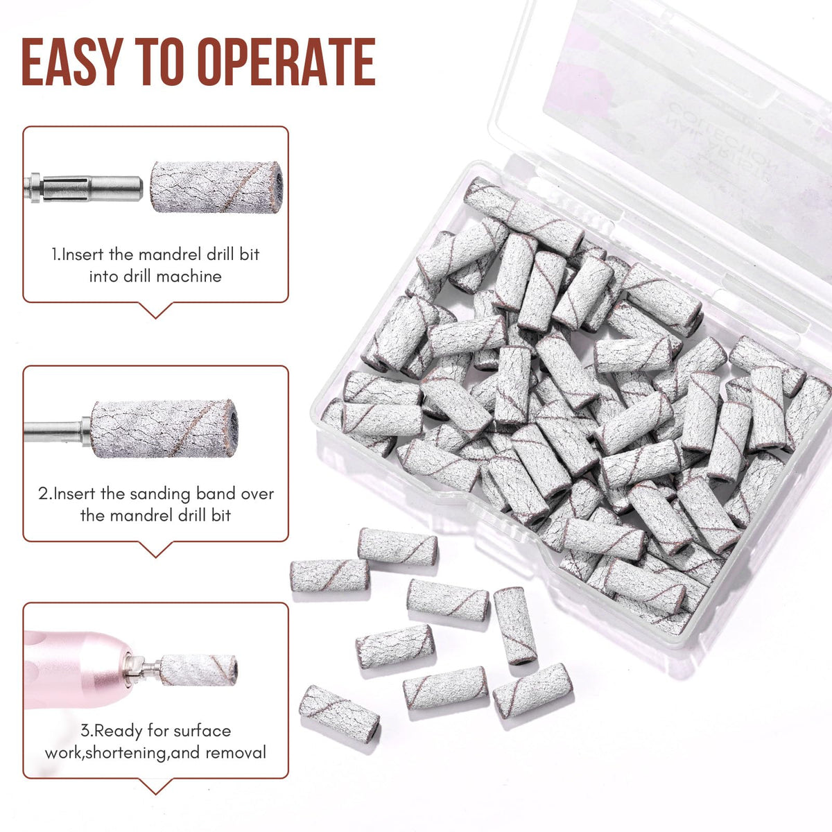 Nail drill setup with Makartt sanding bands