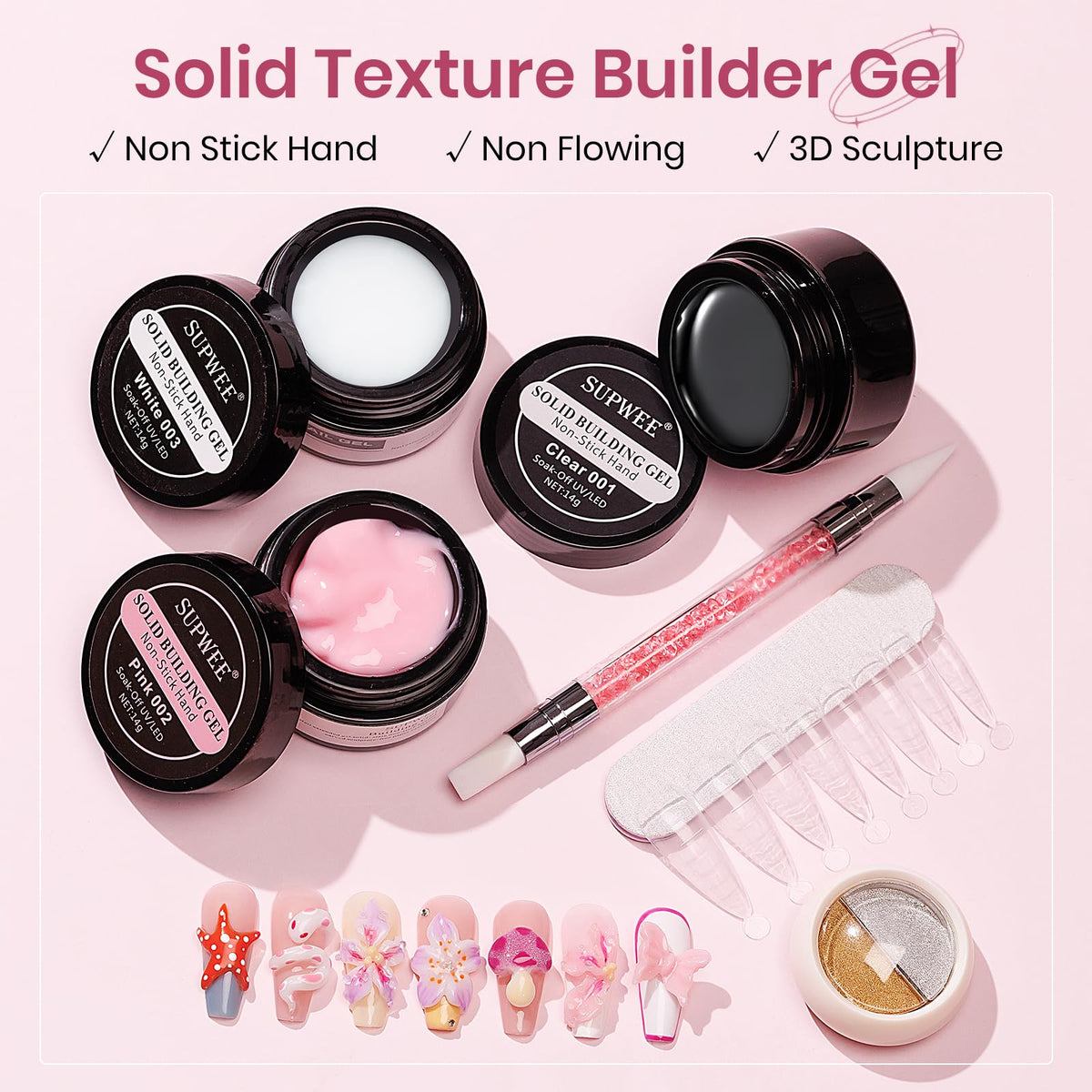 Nail extension gel application with SUPWEE Builder Gel