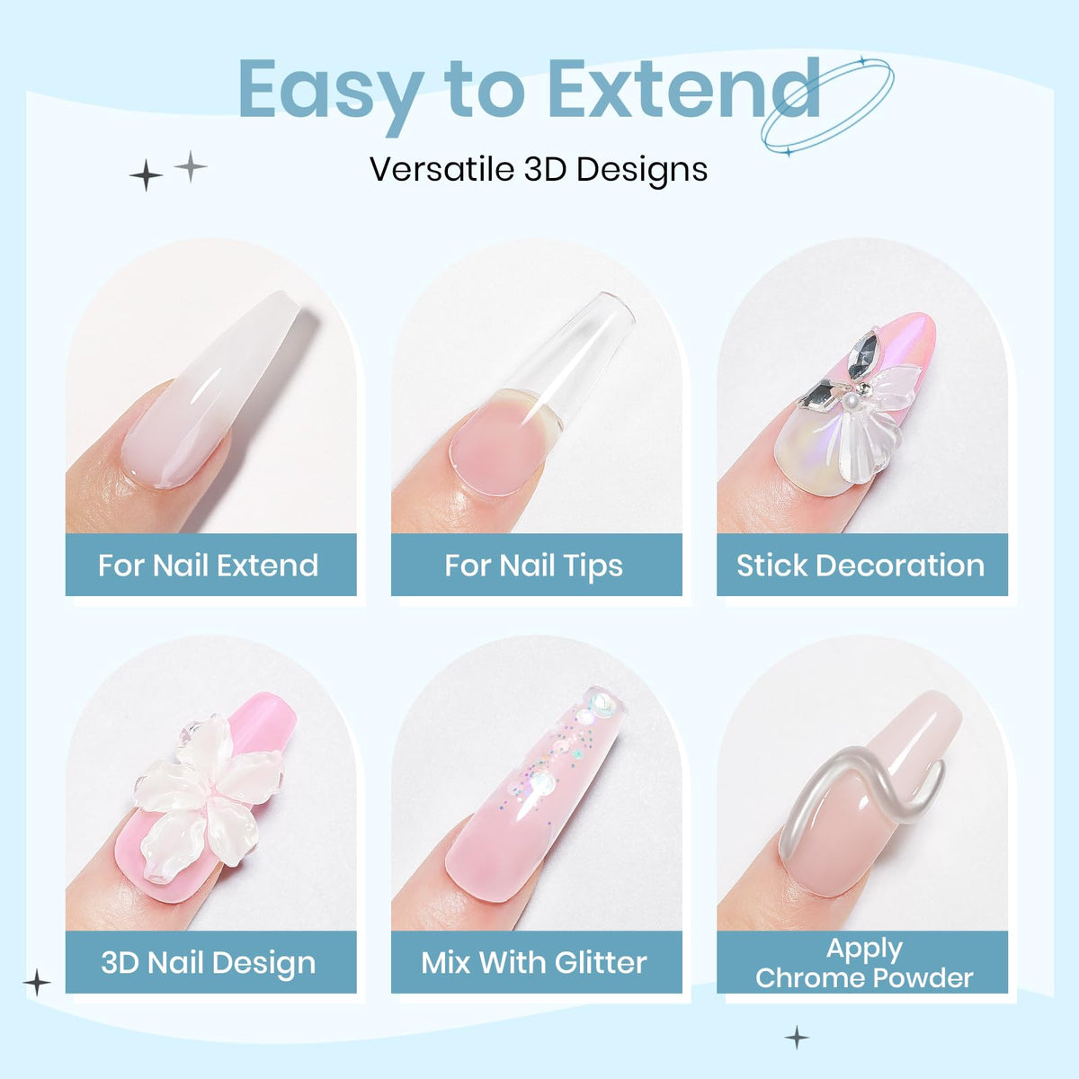 Nail extension moulds included in SUPWEE Sculpting Gel Kit