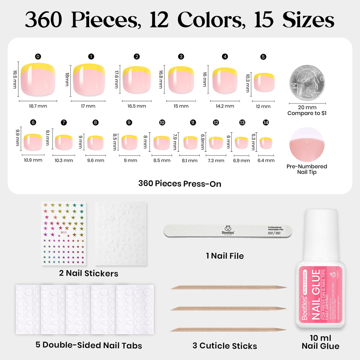 Nail file and decorative stickers from the kit