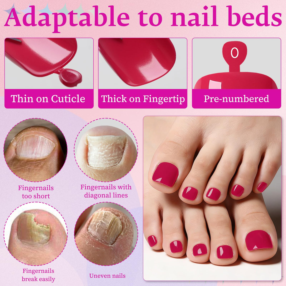 Nail file and glue included in LuckForever toenail kit