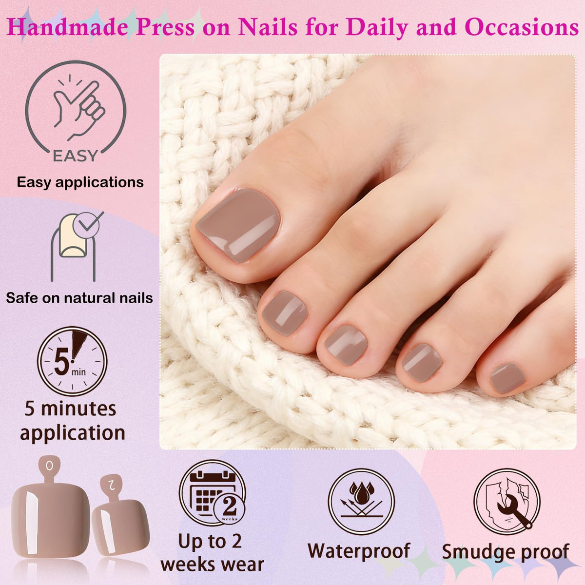 Nail file and glue included in LuckForever toenails kit