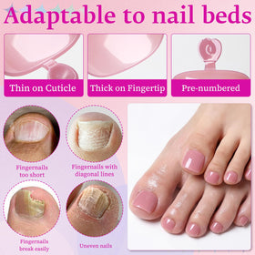 Nail file and glue included in LuckForever toenails kit