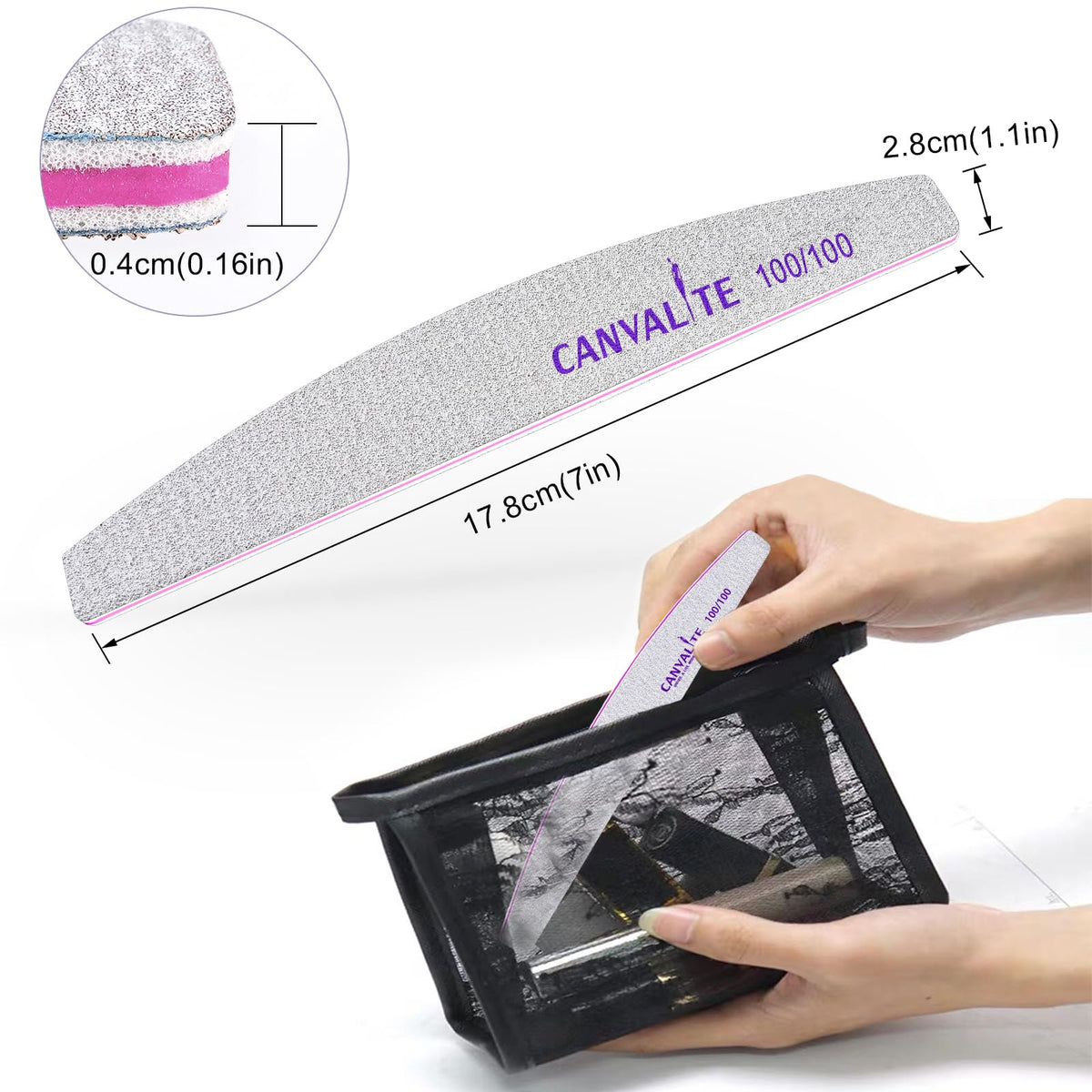 Nail file in use on natural nails