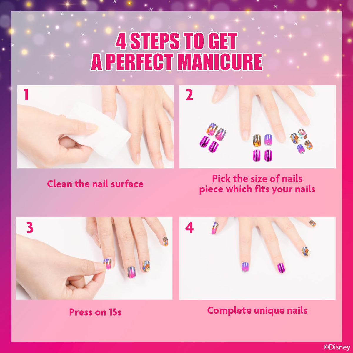 Nail file included in the Townley Girl Disney Princess Press-On Nails Set