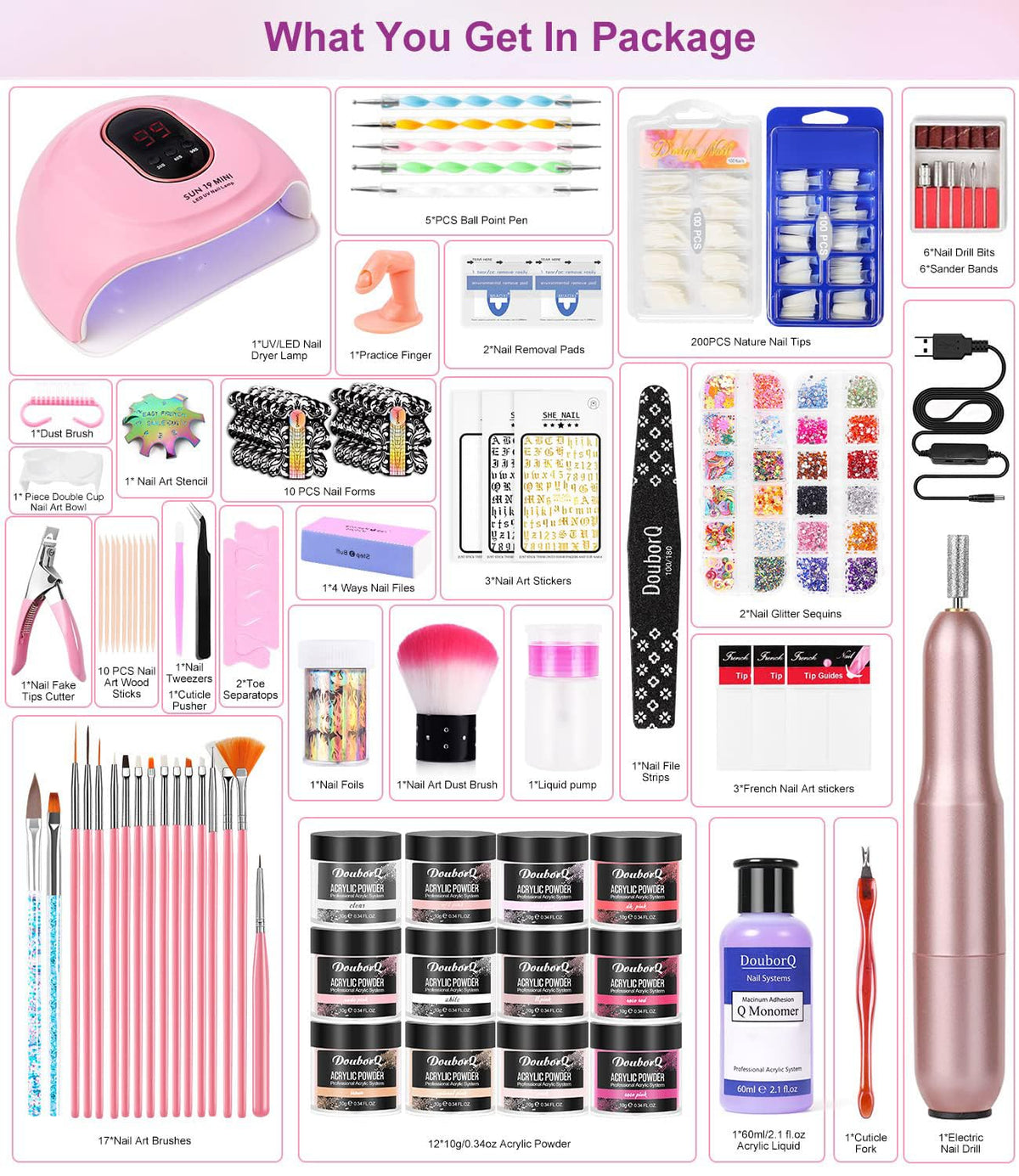 Nail form stickers and glitter powder from DouborQ kit