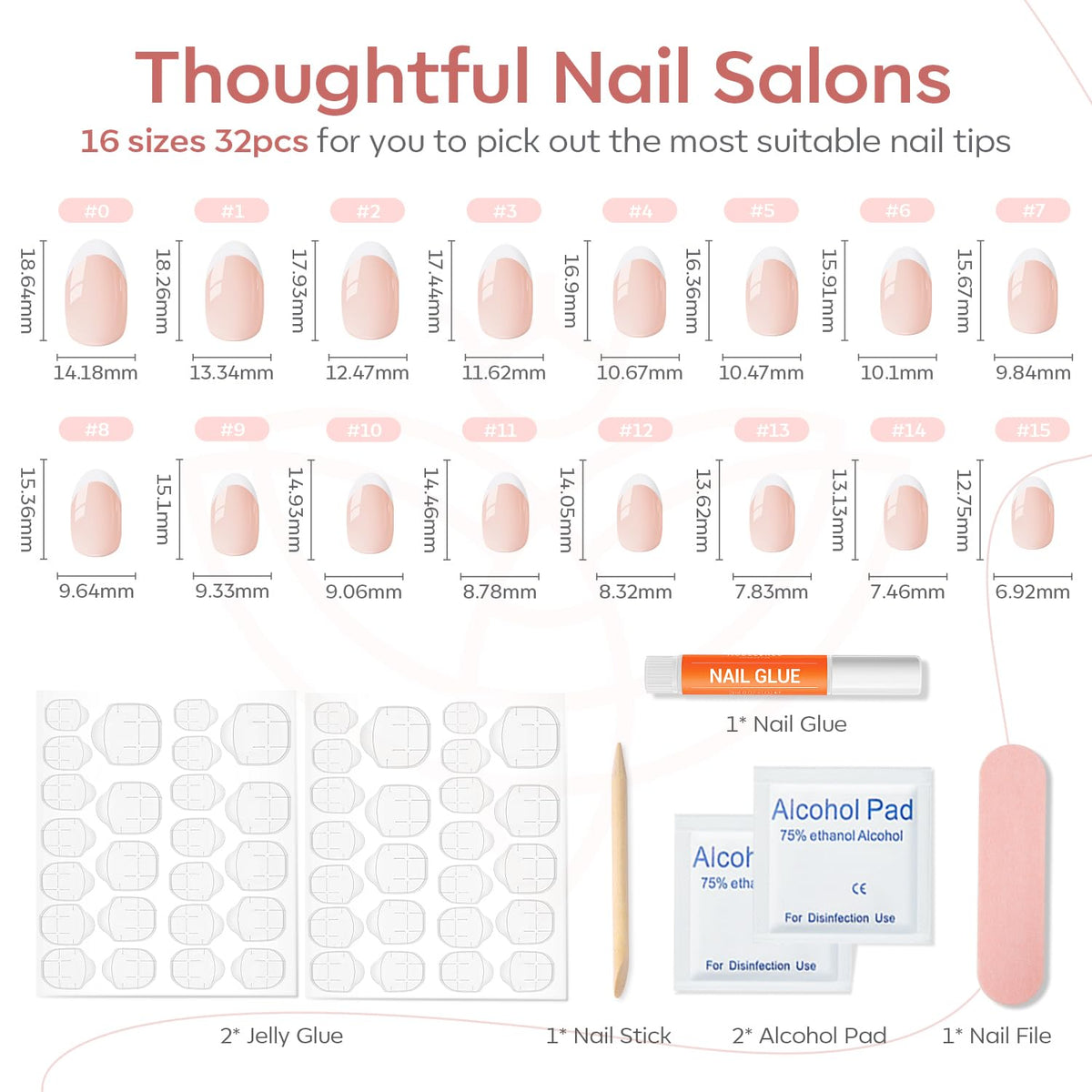 Nail glue and jelly adhesive tabs included in Modelones kit