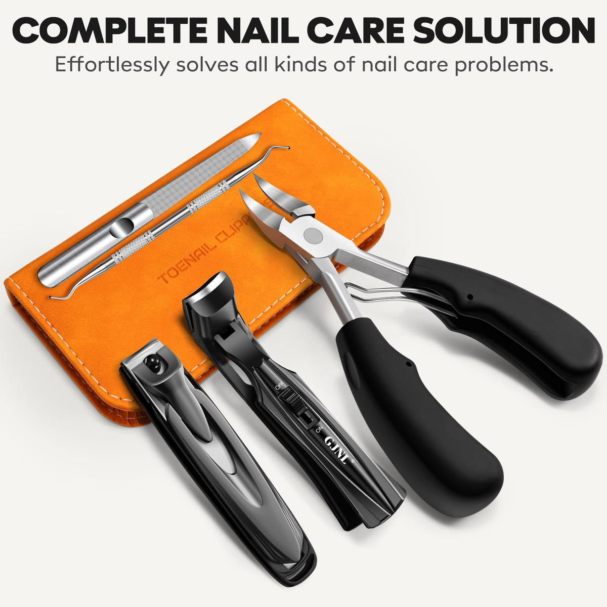 Nail polish file included in GJNL toenail clippers set