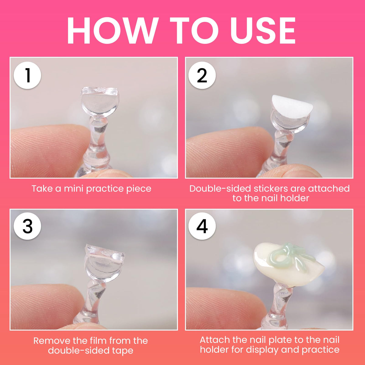 Nail stand set displayed with various nail art designs