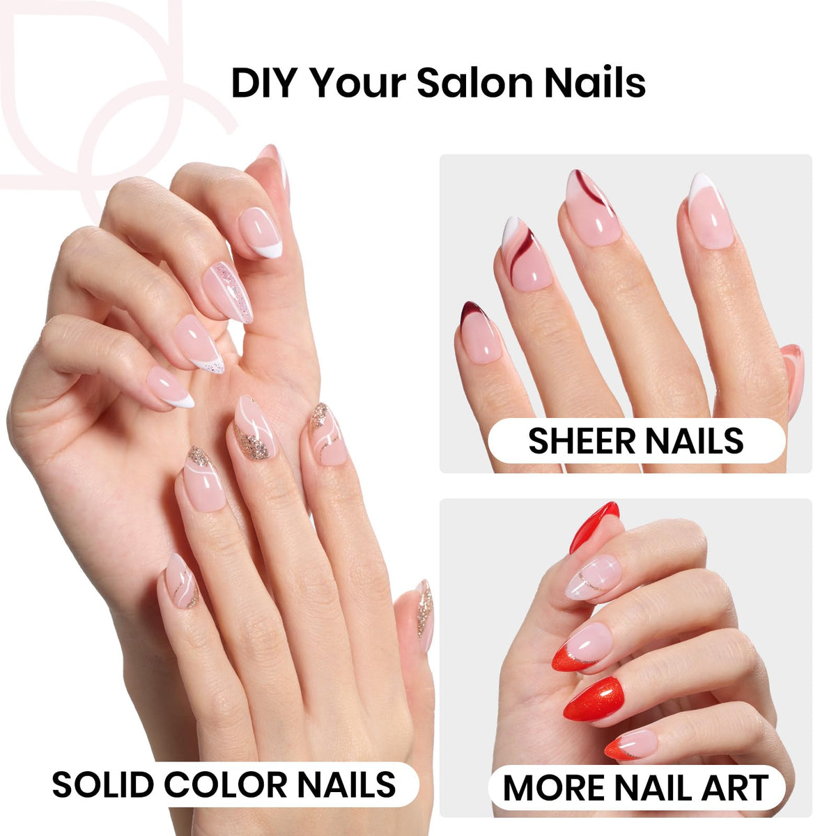 Nail tips application process with gel glue