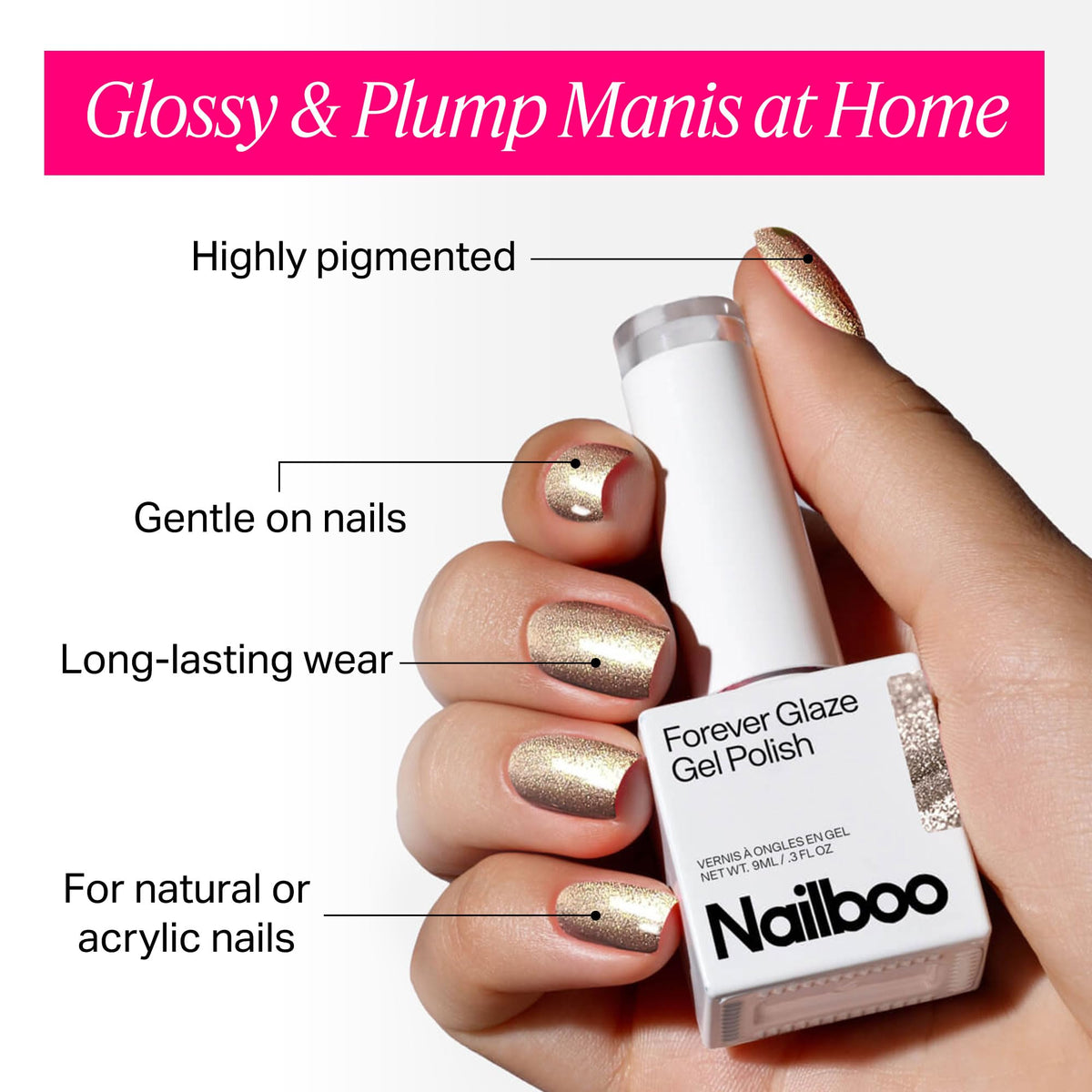 Nailboo Forever Glaze Gel Polish Buckle Bling application on nails