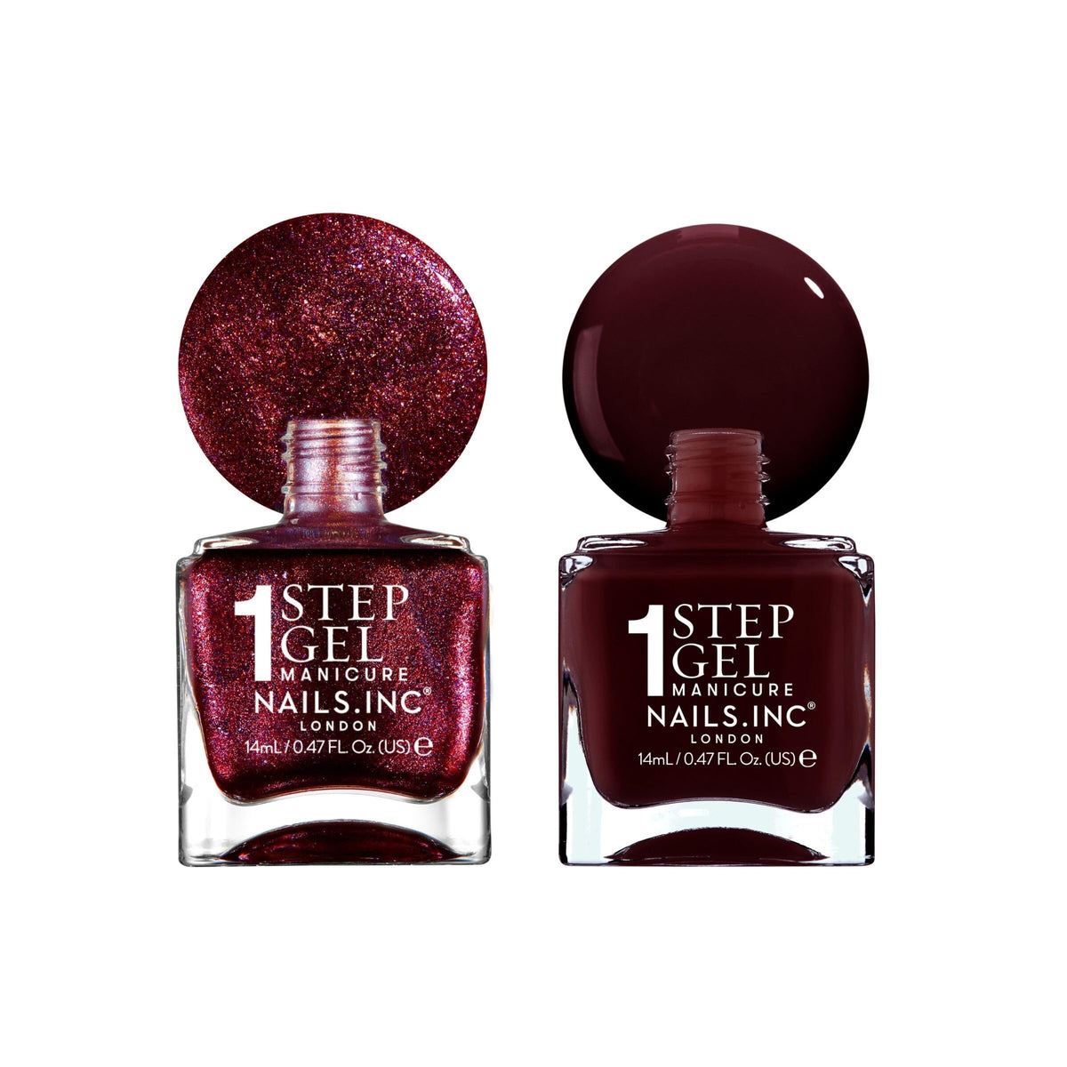 Nails Inc Cherry Noir nail polish duo with cap as mani station