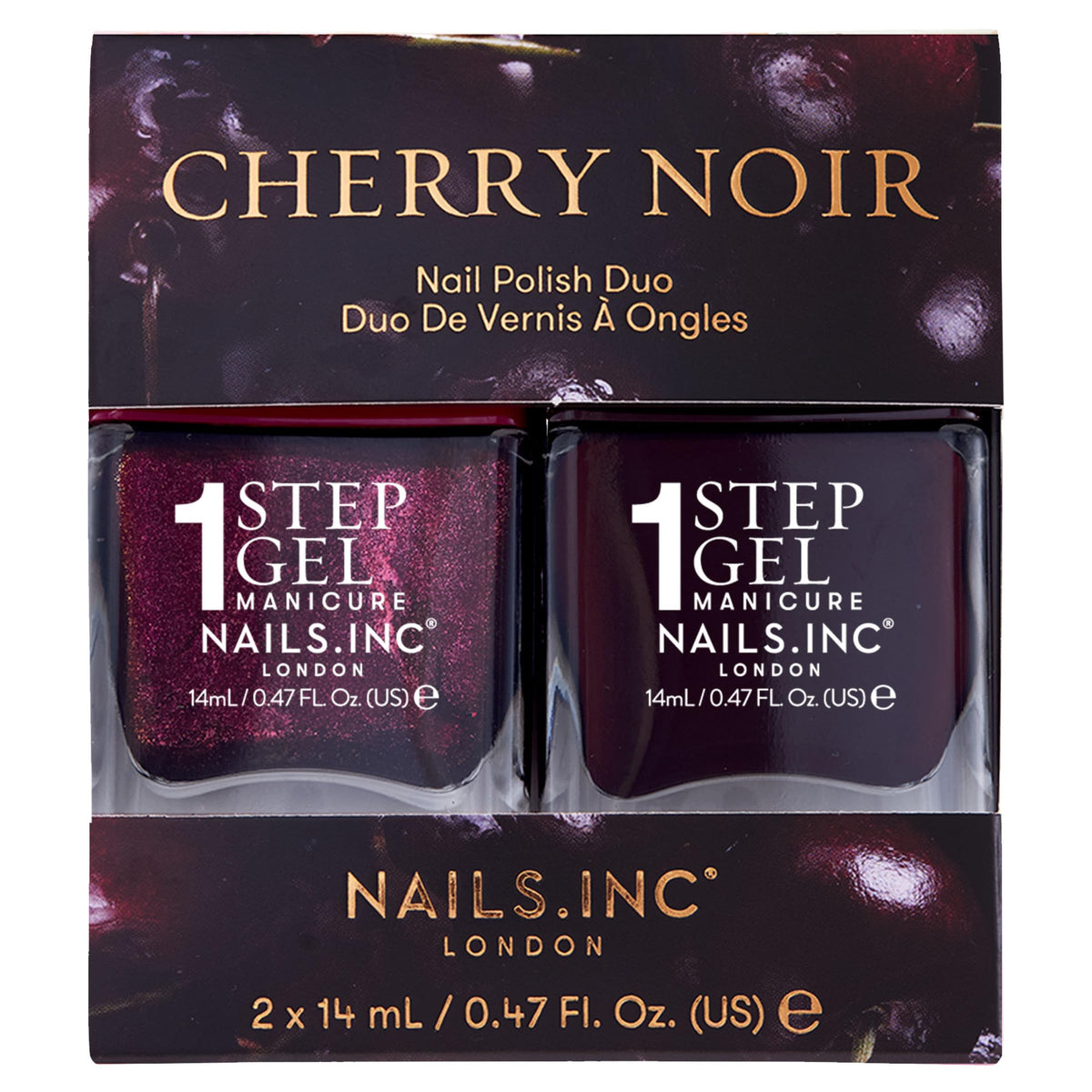 Nails Inc nail polish duo on a manicure table