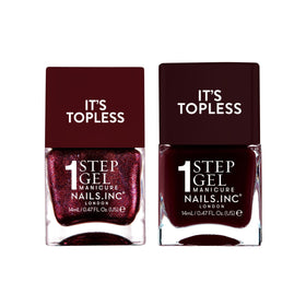 Nails Inc Scarlett Burgundy Shimmer nail polish bottle