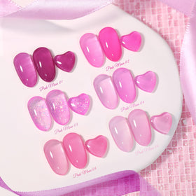Nails painted with Born Pretty jelly pink gel polish
