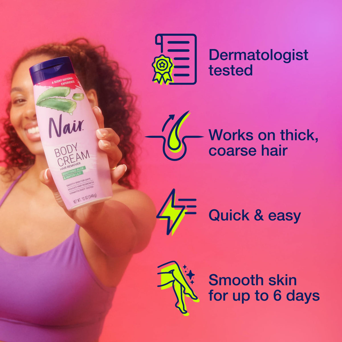 Nair Body Cream Hair Remover 12 oz side view showing texture