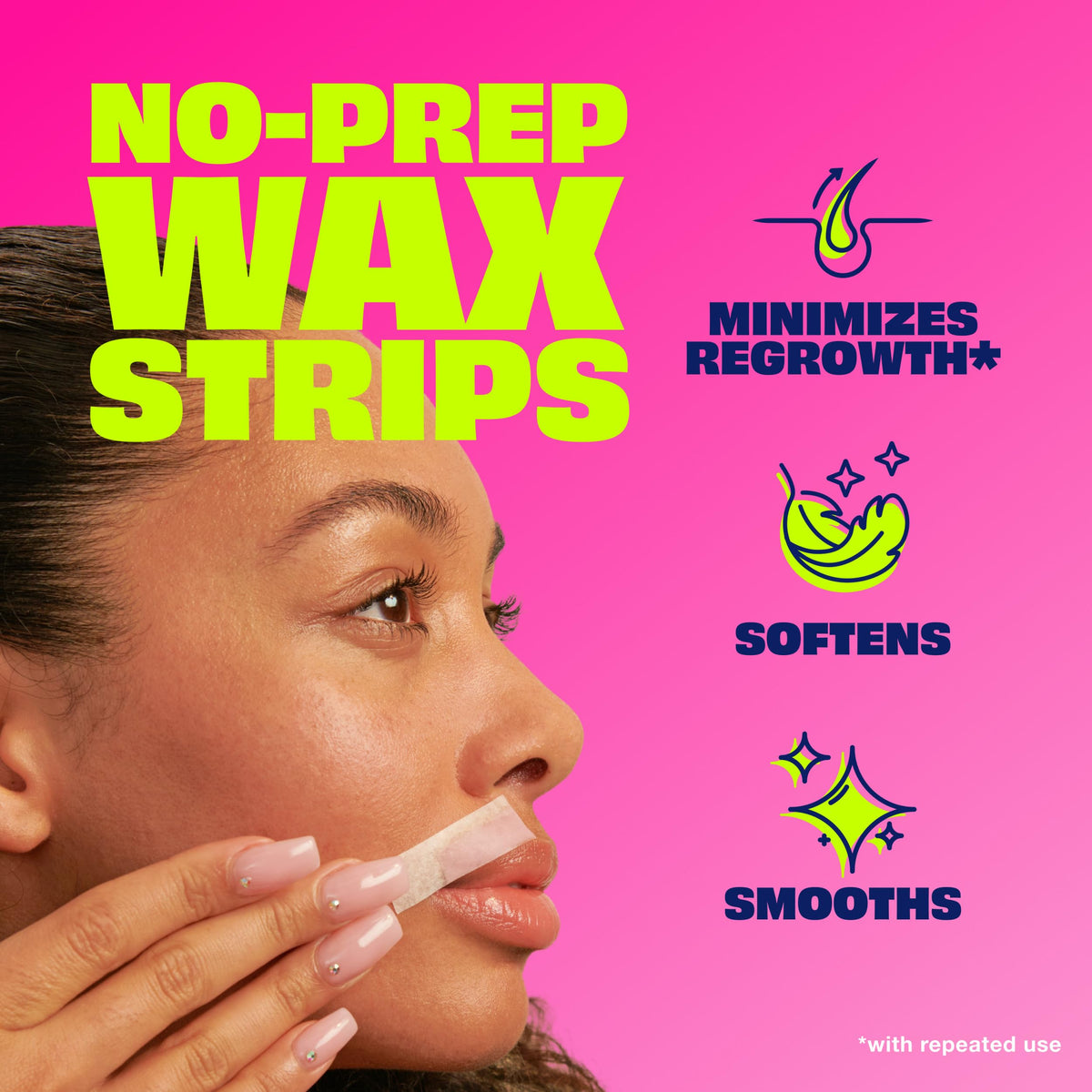 Nair Hair Remover Wax Ready Strips showing individual strips