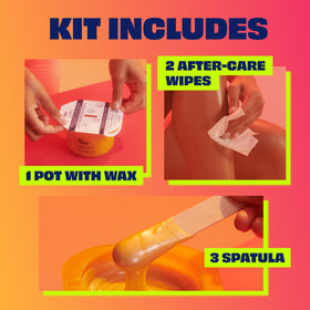 Nair Lux Wax kit displayed with beauty products