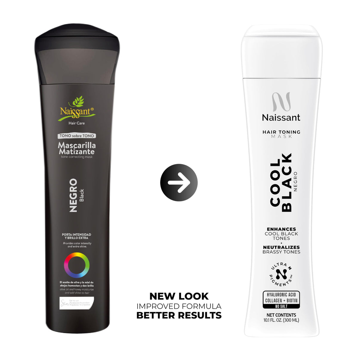 naissant Cool Black Hair Toning Mask back view with ingredients