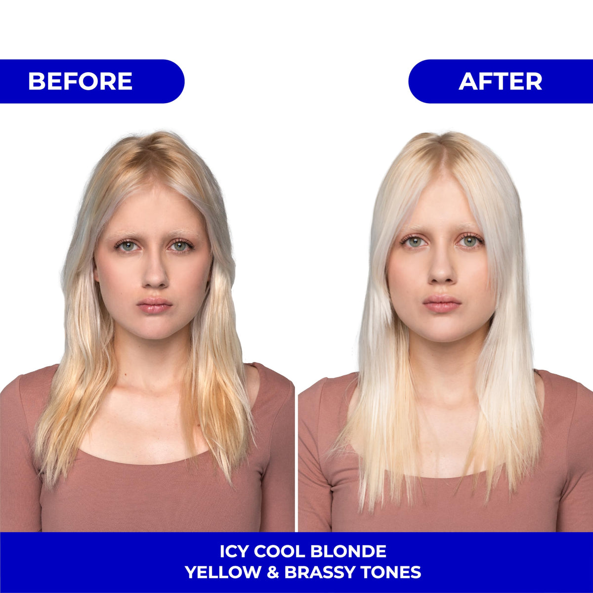 Naissant Icy Cool Blonde Hair Purple Toning Mask application on blonde hair