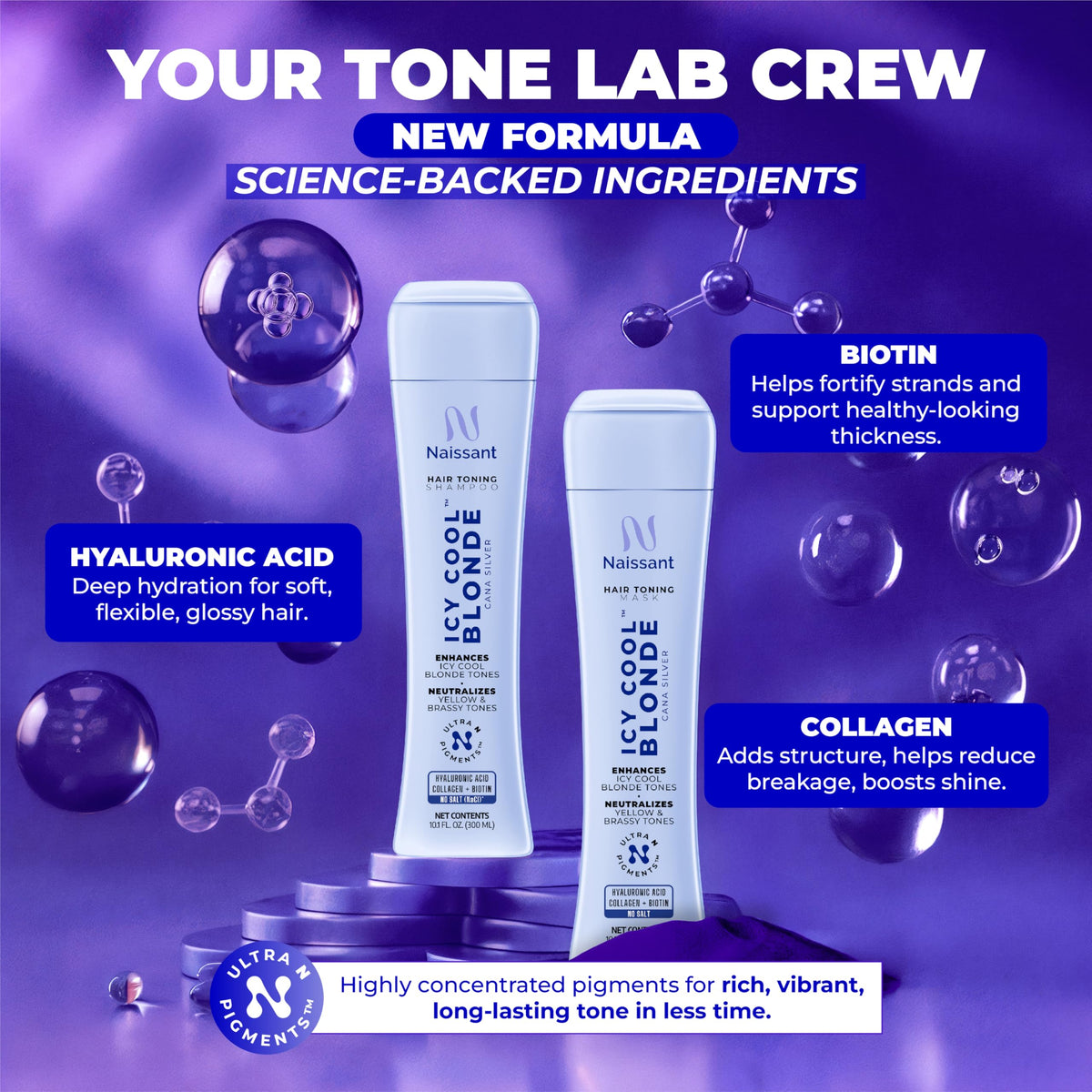 Naissant Icy Cool Blonde Hair Purple Toning Mask with ingredients list