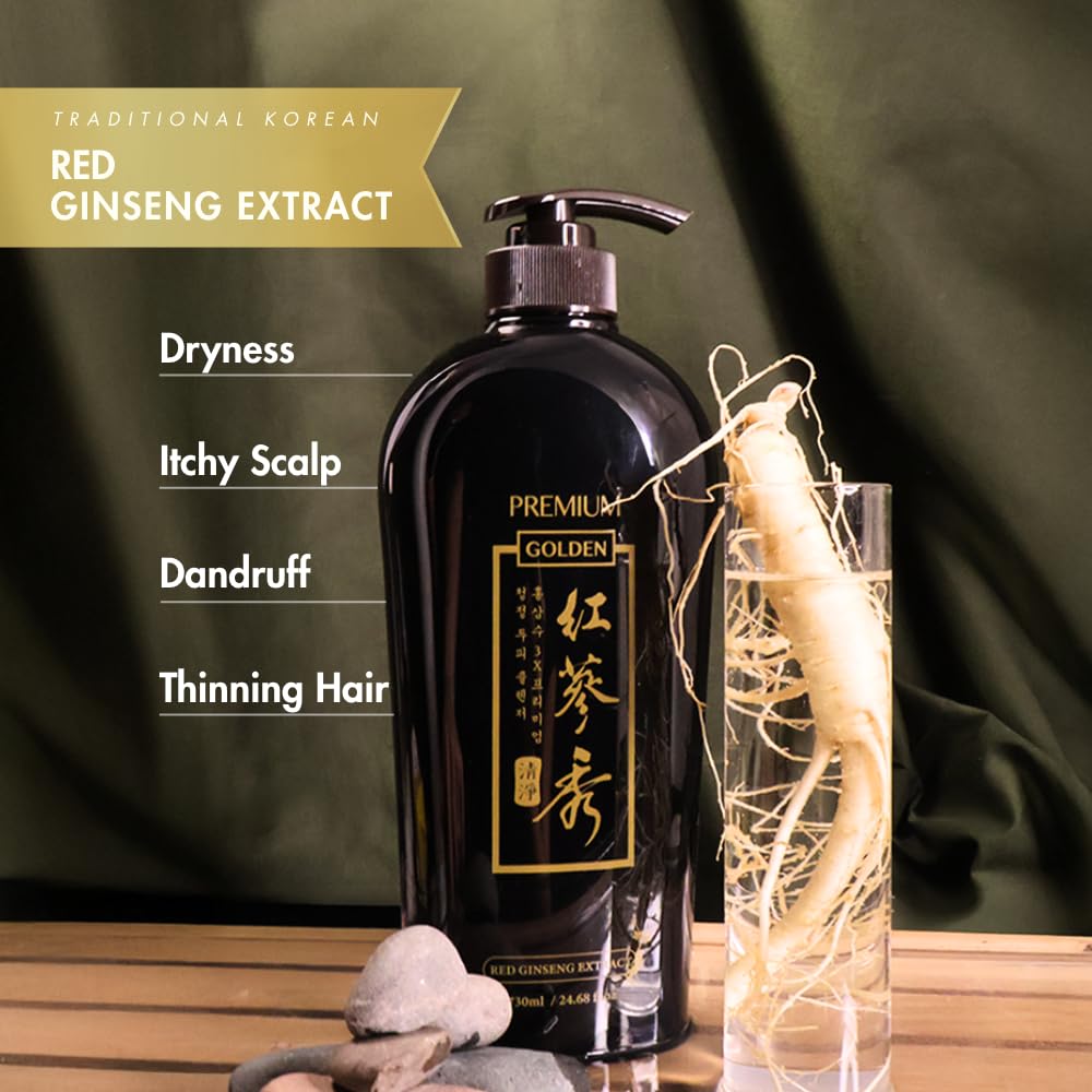 Naisture Red Ginseng 3X Premium Golden Shampoo with rice and mugwort ingredients