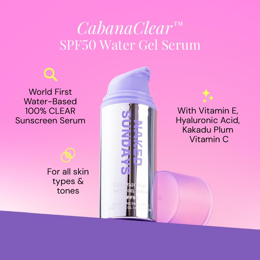 Naked Sundays CabanaClear SPF 50 Face Sunscreen Serum 30ml packaging