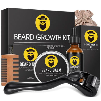 Naland Beard Growth Kit with oil, balm, and comb in gift box