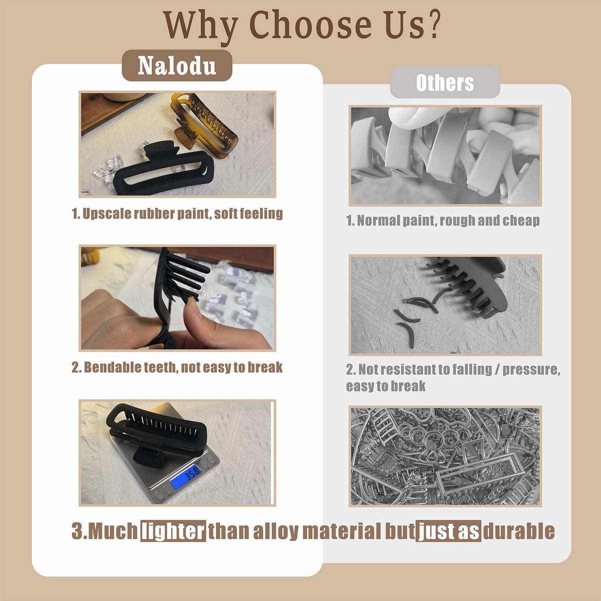 Nalodu Hair Claw Clip being held in hand
