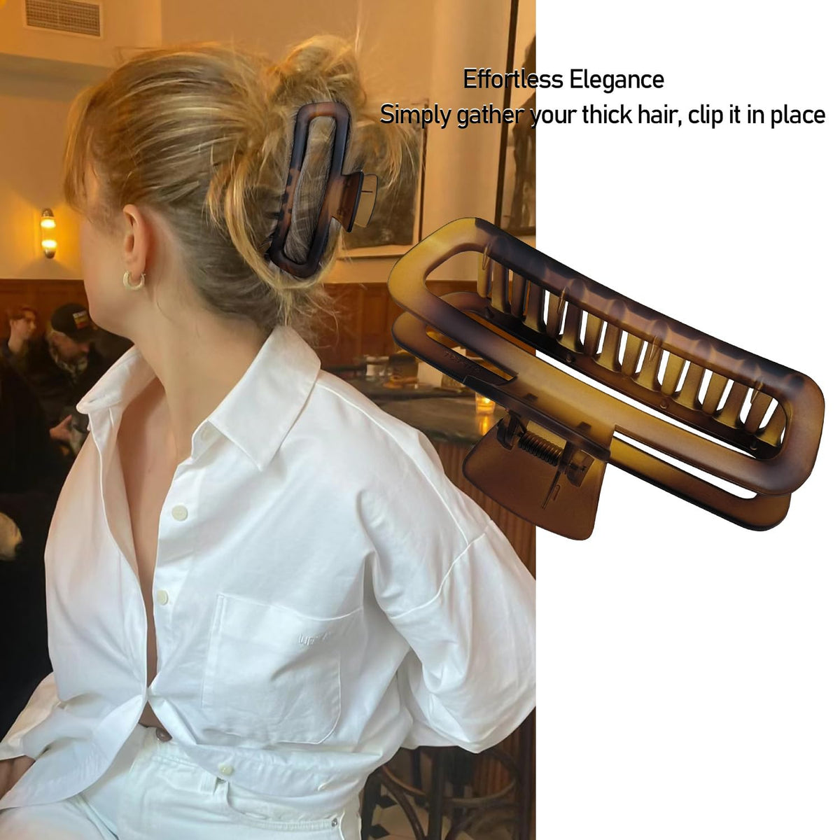 Nalodu Hair Claw Clips 5 Inch XL matte brown side view
