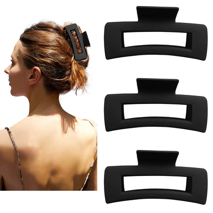 Nalodu large square hair claw clip in matte black front view
