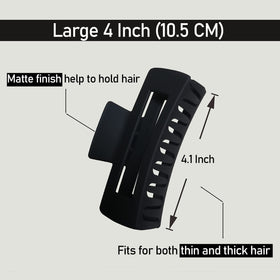 Nalodu large square hair claw clip in matte black side view