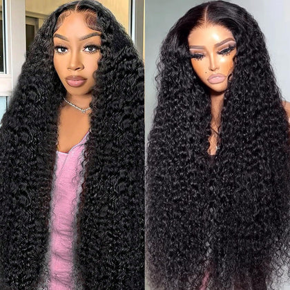 NANTLIY 13x6 Deep Wave Lace Front Wig natural black 30 inch front view