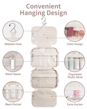 Narwey Hanging Floral Toiletry Bag side view