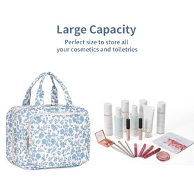 Narwey Hanging Floral Toiletry Bag side view showing compact design