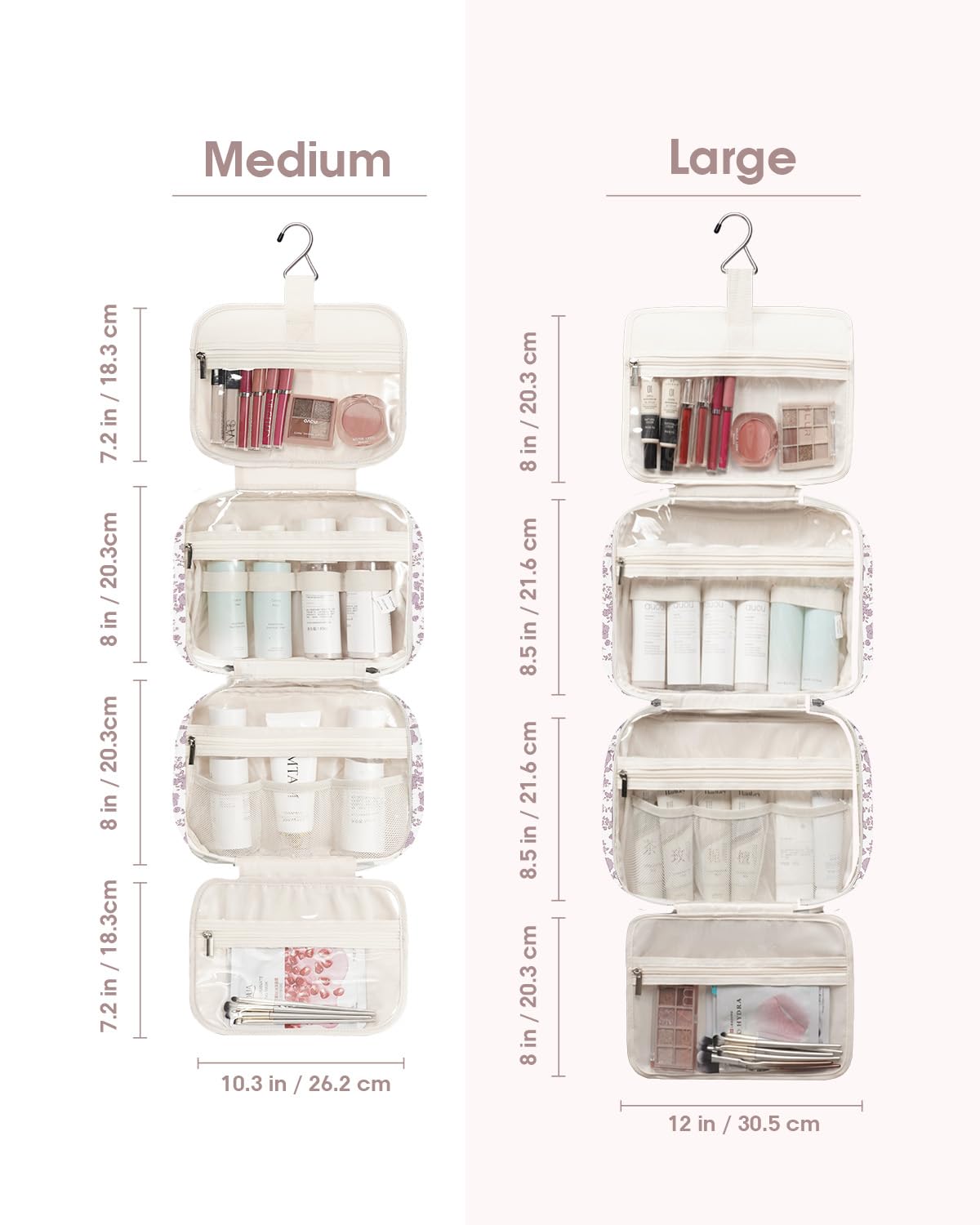 Narwey Hanging Floral Toiletry Bag with toiletries inside