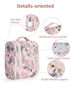 Narwey Hanging Toiletry Bag beige bird compact view