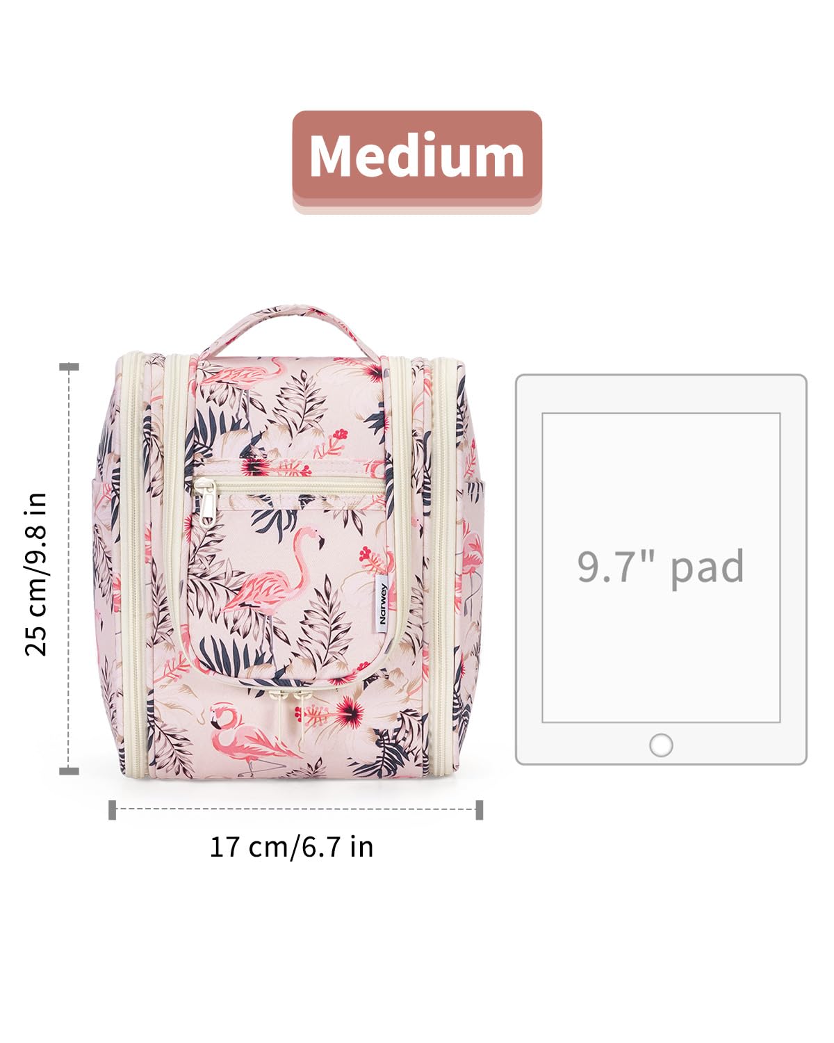 Narwey Hanging Toiletry Bag beige bird in travel setting