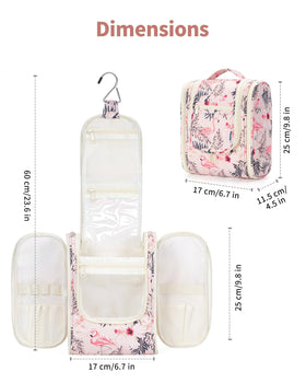 Narwey Hanging Toiletry Bag beige bird zipped up