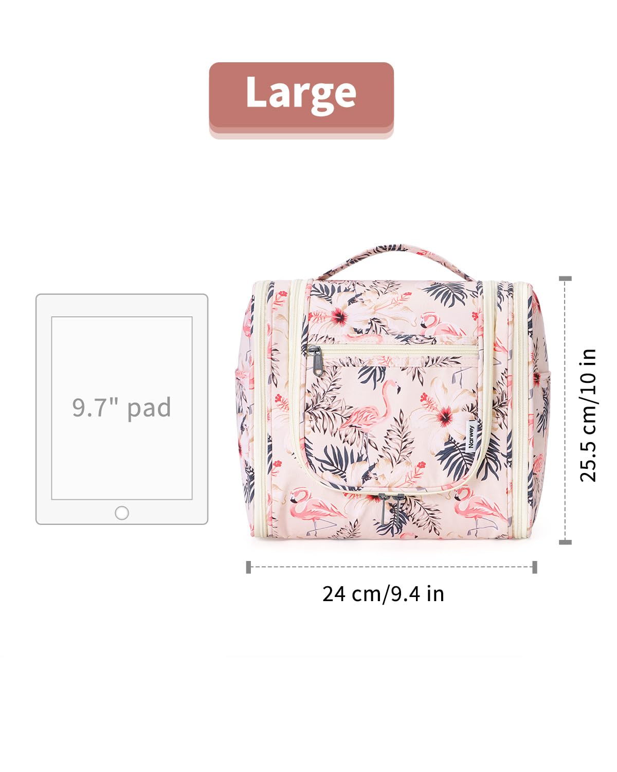 Narwey Hanging Toiletry Bag compact design on a suitcase