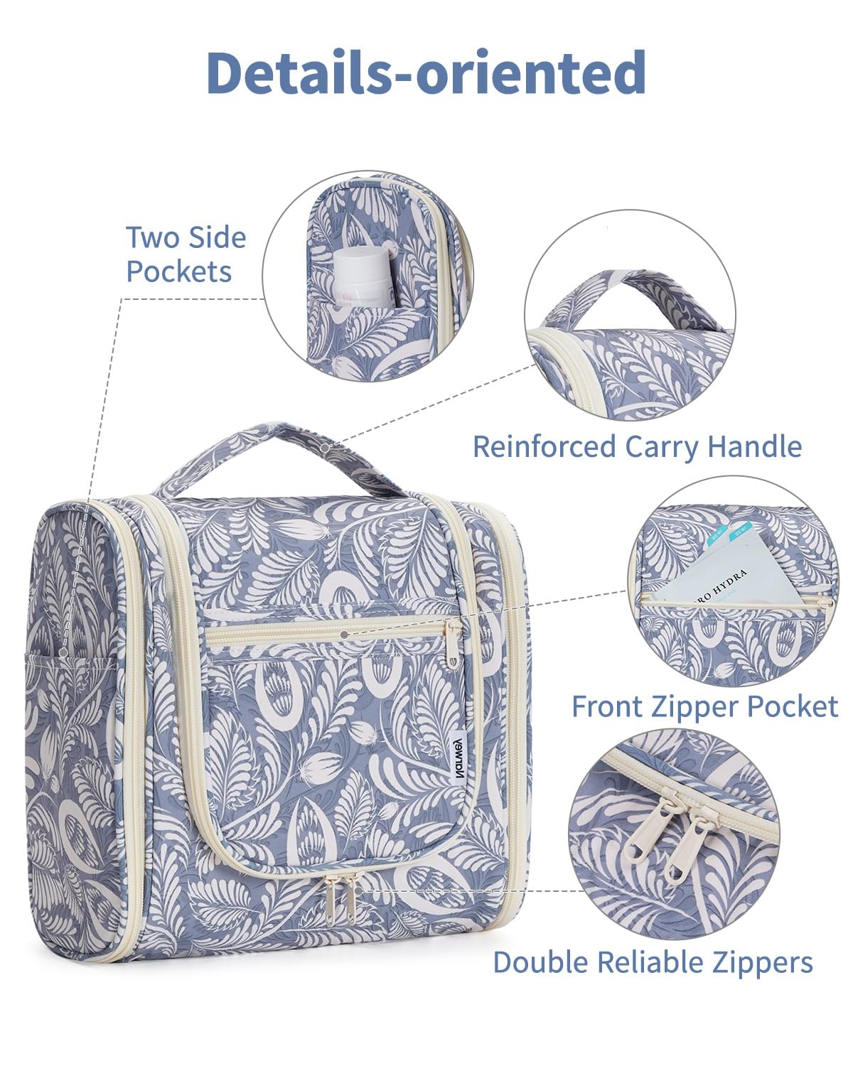 Narwey Hanging Toiletry Bag durable water-resistant fabric close-up