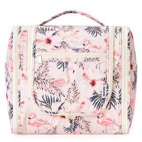 Narwey Hanging Toiletry Bag front view in Beige Bird